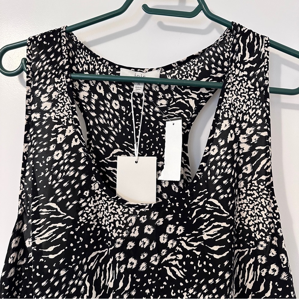 Joie Black White Patterned Sleeveless Blouse Tank Top Size XL Women’s NWT - Picture 3 of 7